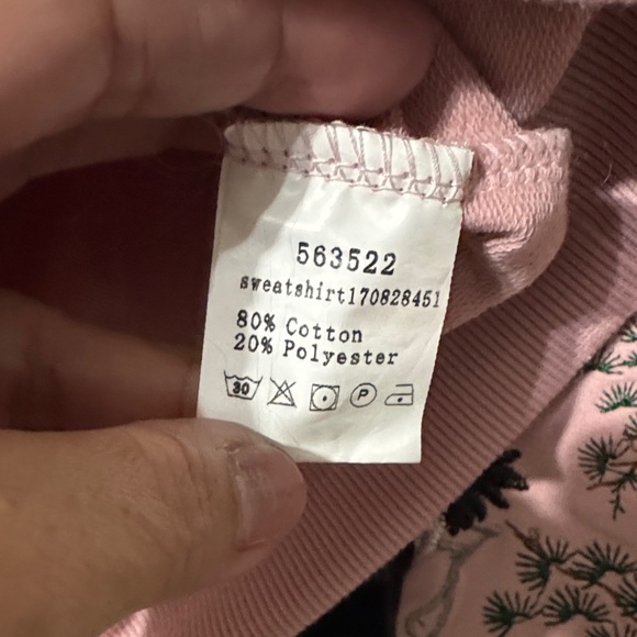 Pink Embroidered Sweatshirt with Crane Embroidery Design Small New - Picture 4 of 5